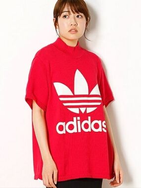 Adidas - Red Cotton Knit Mock Neck T-Shirt - Size XL